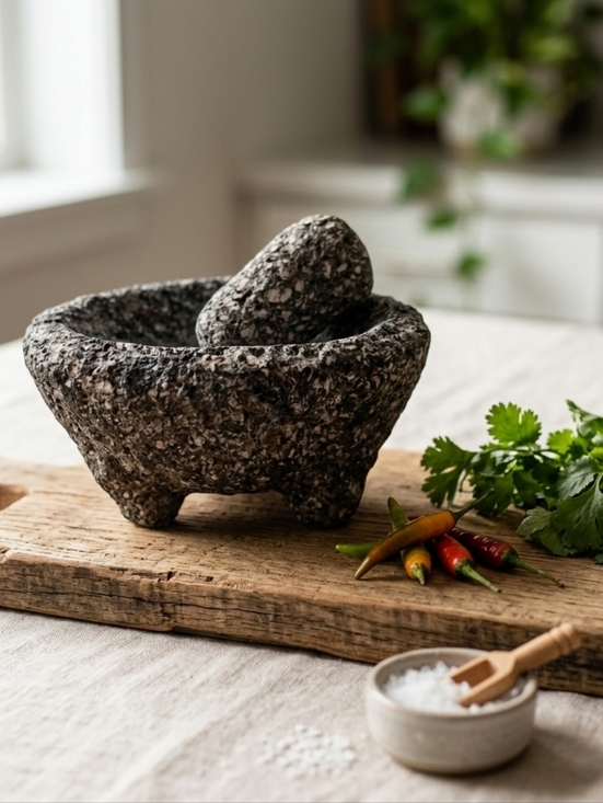 Handmade Other - Unbranded Mini Volcanic Rock Molcajete Mortar & Pestle Set Hand Carved 11cm 4.5"